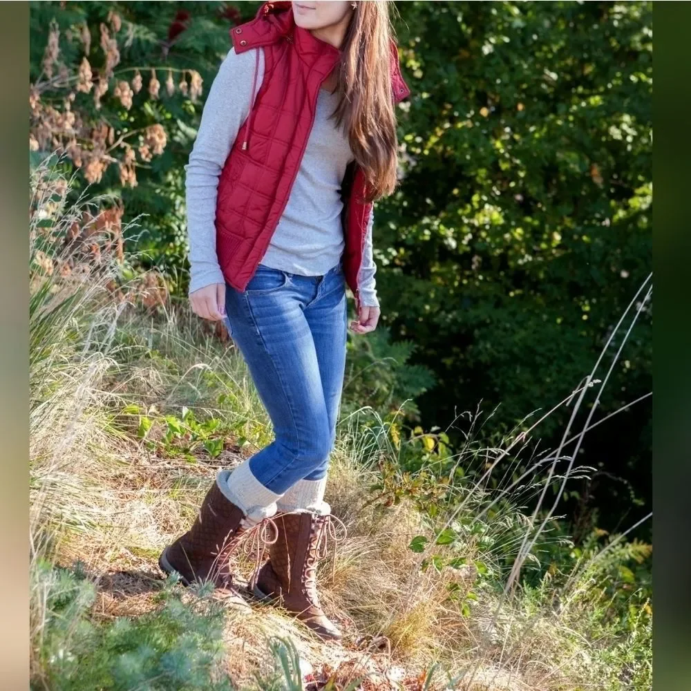 Patagonia Brown Quilted Leather Faux Fur Lined Snow‎ Boots Waterproof